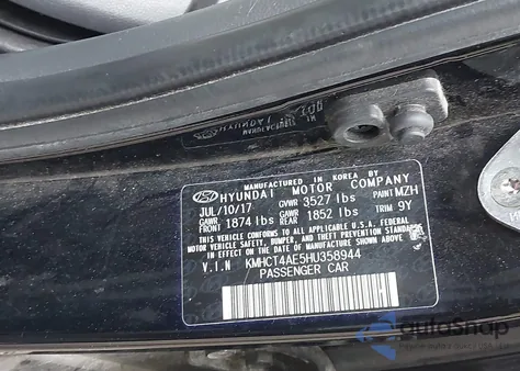 2017 Hyundai Accent Value Edition из США, поврежденный, VIN KMHCT4AE5HU358944